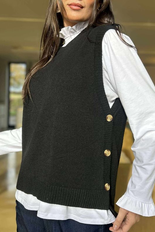 Meridith Button Side Knit Black /27=